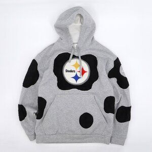 Pittsburgh Steelers NFL Upcycled Reworked Custom Football Hoodie Size L